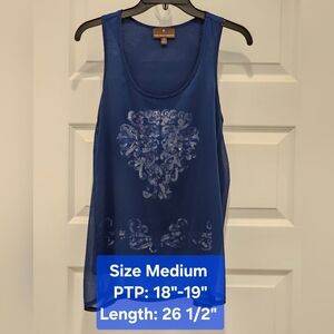 Fenn Wright Manson Silver Sequined Tank Top,  EUC, Size Medium